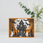 Halloween hauned house feestdagenkaart (Staand voorkant)