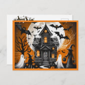 Halloween hauned house feestdagenkaart (Voorkant / Achterkant)