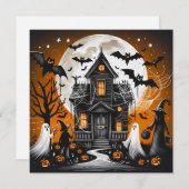 Halloween hauned house feestdagenkaart (Voorkant / Achterkant)
