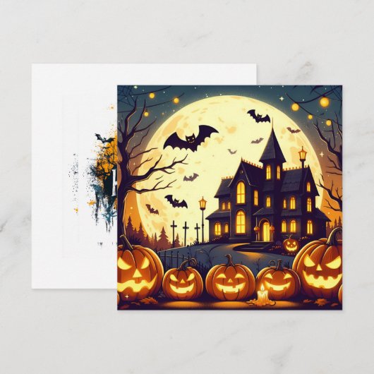 Halloween hauned house feestdagenkaart (Voorkant / Achterkant)