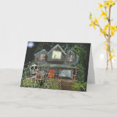 Halloween Hauned House Kaart (Gele Bloem)