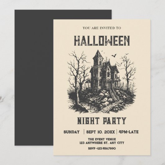 Halloween hauned house kaart (Voorkant / Achterkant)