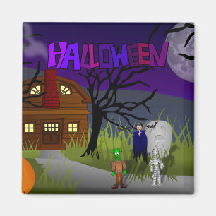 Halloween Hauned House Magneet