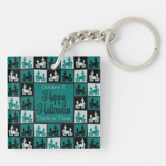 Halloween hauned house mosaic sleutelhanger (Achterkant)