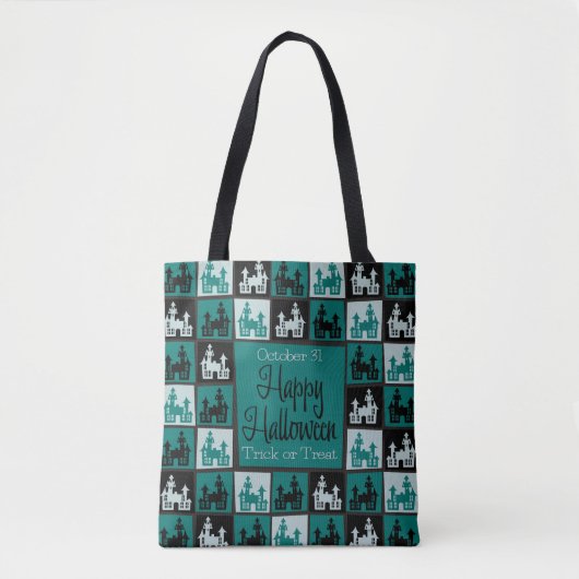 Halloween hauned house mosaic tote bag (Voorkant)