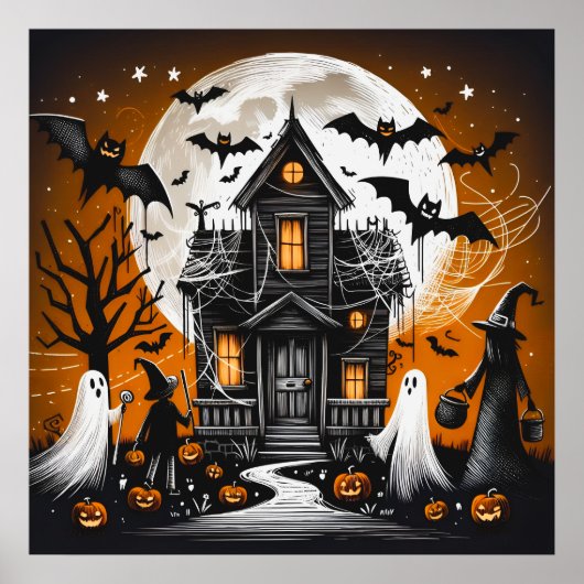 Halloween hauned house poster (Voorkant)