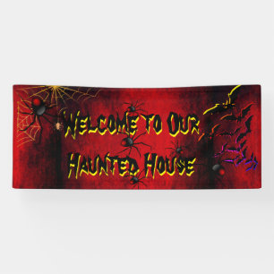 Halloween Hauned House Spiers Bloed Red Spandoek