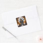 Halloween hauned house vierkante sticker (Envelop)