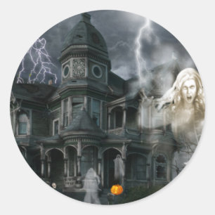 Halloween Hauning House komt eruit en je kunt Ronde Sticker