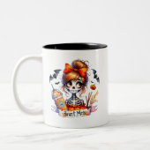 Halloween Haunt Mess Koffie Skelet Spooky Custom Tweekleurige Koffiemok (Links)