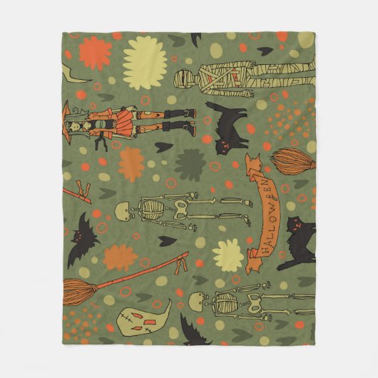 Halloween Haunt: Spooky Mix Fleece Deken (Voorkant)
