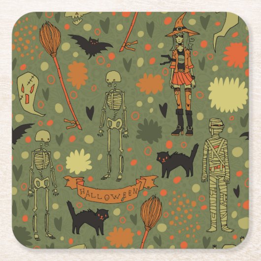 Halloween Haunt: Spooky Mix Kartonnen Onderzetters (Voorkant)