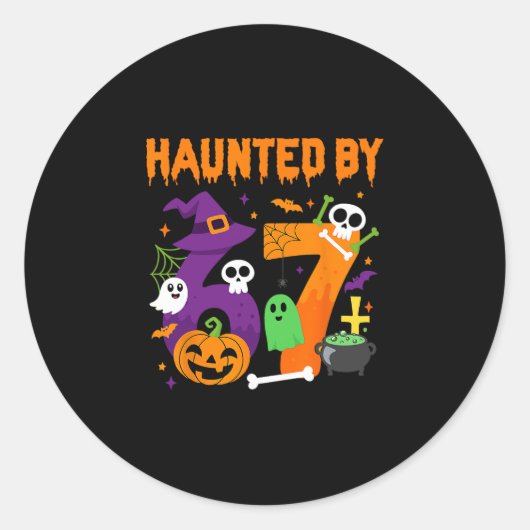 Halloween Haunted 67 Six Seven Meme 1 (17)  Ronde Sticker (Voorkant)