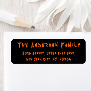 Halloween Haunted Black Oranje Mail Return Address Etiket