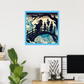 Halloween - Haunted Bridge Woodcut 2 Poster (Thuiskantoor)