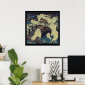Halloween - Haunted Bridge Woodcut 4 Poster (Thuiskantoor)