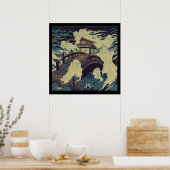 Halloween - Haunted Bridge Woodcut 4 Poster (Keuken)