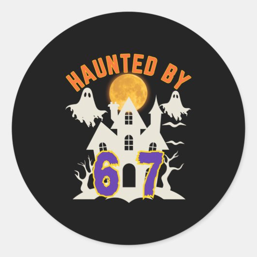 Halloween Haunted By 6 7 Six Seven Gen Alpha Z 67  Ronde Sticker (Voorkant)