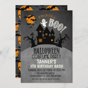 Halloween Haunted Castel Birthday Invitation Kaart