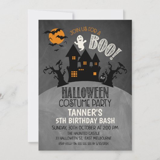 Halloween Haunted Castel Verjaardag Uitnodiging (Voorkant)