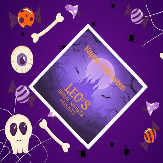 Halloween Haunted Castle Purple Bridal Shower Servet