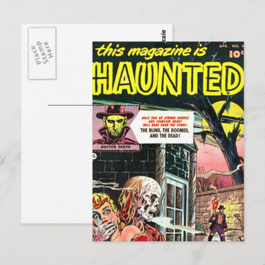 Halloween Haunted Comic Book Briefkaart (Voorkant / Achterkant)