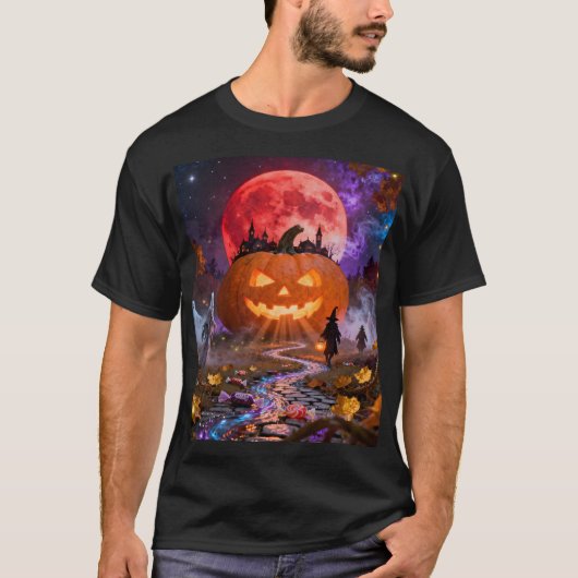 Halloween Haunted Eclipse 2 Wall Clock T-shirt (Voorkant)