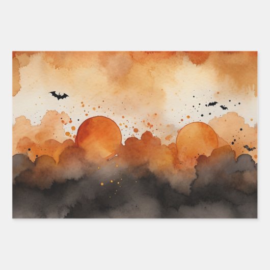 Halloween Haunted Forest kostuum en cocktail Inpakpapier Vel (Voorkant 2)