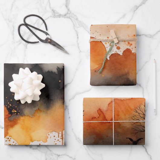 Halloween Haunted Forest kostuum en cocktail Inpakpapier Vel (Voorkant)