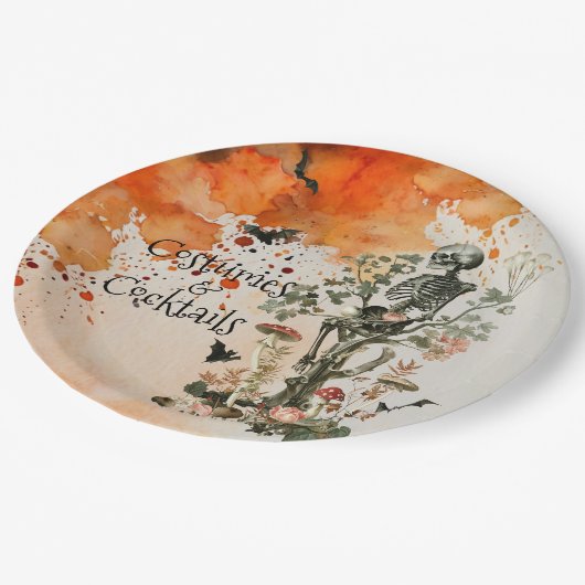 Halloween Haunted Forest kostuum en cocktail Papieren Bordje (Gekanteld)