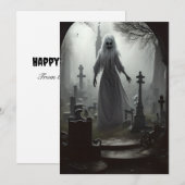 Halloween Haunted Graveyard Ghost Feestdagenkaart (Voorkant / Achterkant)