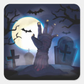 Halloween Haunted Graveyard Vierkante Sticker (Voorkant)