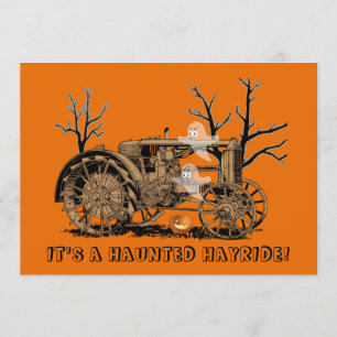 Halloween Haunted Hay Ride Boerderij Tractor Ghost Kaart