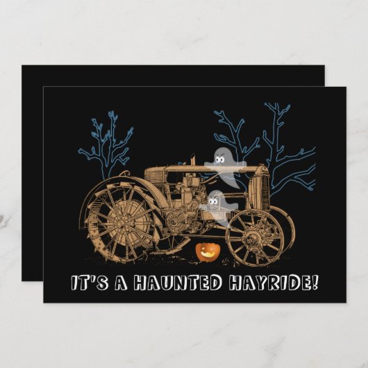 Halloween Haunted Hay Ride Boerderij Tractor Ghost Kaart (Voorkant / Achterkant)
