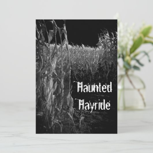 Halloween Haunted Hayride Invitation Kaart (Staand voorkant)