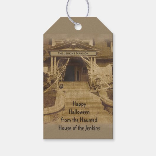 Halloween, Haunted House (aanpasbaar) Cadeaulabel (Voorkant)