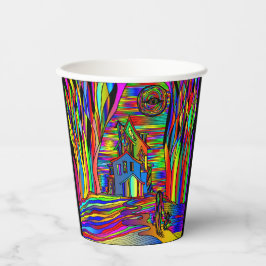 Halloween Haunted House Abstract Colorful Papieren Bekers