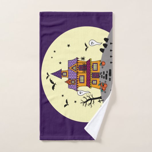 Halloween Haunted House Black Bat Full Moon Ghost Bad Handdoek (Handdoek)
