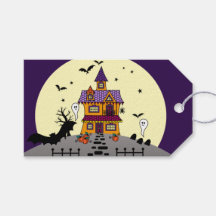Halloween Haunted House Black Bat Full Moon Ghost