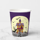 Halloween Haunted House Black Bat Full Moon Ghost Papieren Bekers (Achterkant)