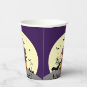 Halloween Haunted House Black Bat Full Moon Ghost Papieren Bekers (Rechts)