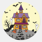 Halloween Haunted House Black Bat Full Moon Ghost Ronde Sticker (Voorkant)