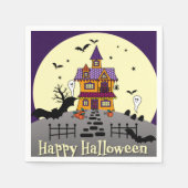 Halloween Haunted House Black Bat Full Moon Ghost Servet (Voorkant)