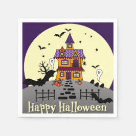 Halloween Haunted House Black Bat Full Moon Ghost Servet