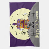 Halloween Haunted House Black Bat Full Moon Ghost Theedoek (Verticaal)