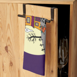 Halloween Haunted House Black Bat Full Moon Ghost Theedoek