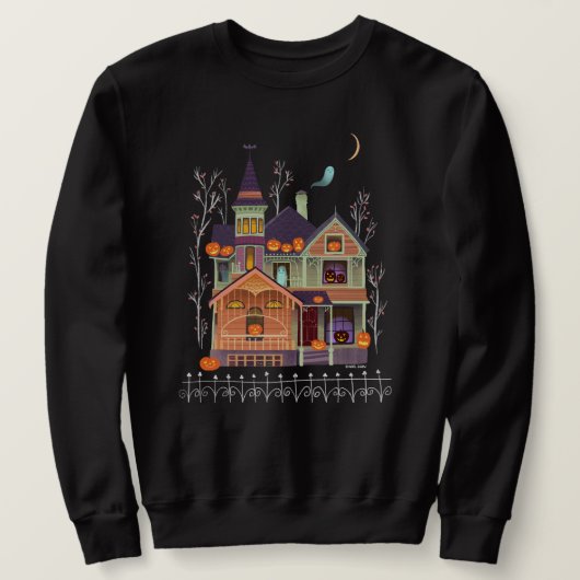 Halloween Haunted House Black Trui (Design voorkant)