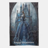 Halloween Haunted House Blauwe Nacht Eng Theedoek (Verticaal)