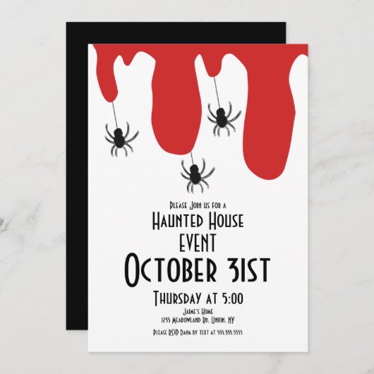 Halloween Haunted House Blood Spiders Kaart (Voorkant / Achterkant)