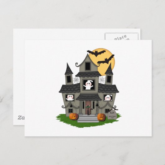 Halloween Haunted House Briefkaart (Voorkant / Achterkant)